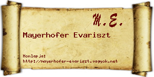 Mayerhofer Evariszt névjegykártya